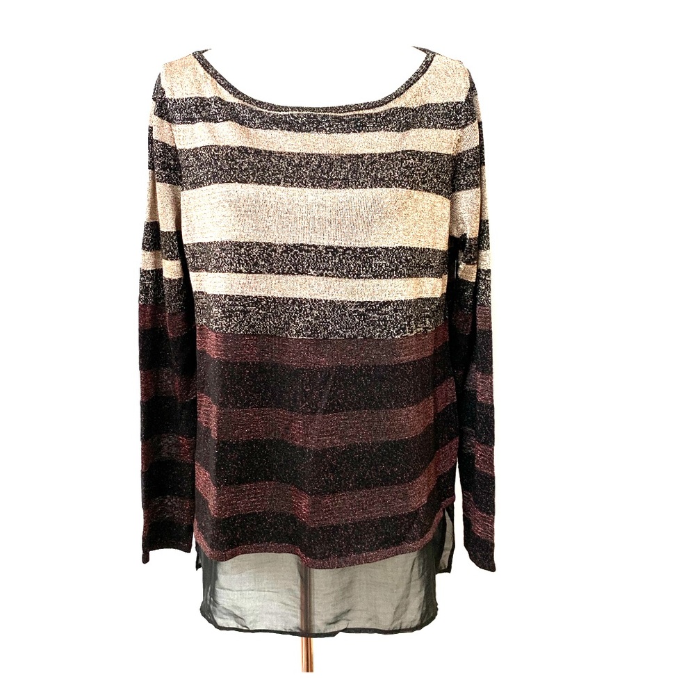 WHBM Multicolored Striped Shimmer Knit Tunic